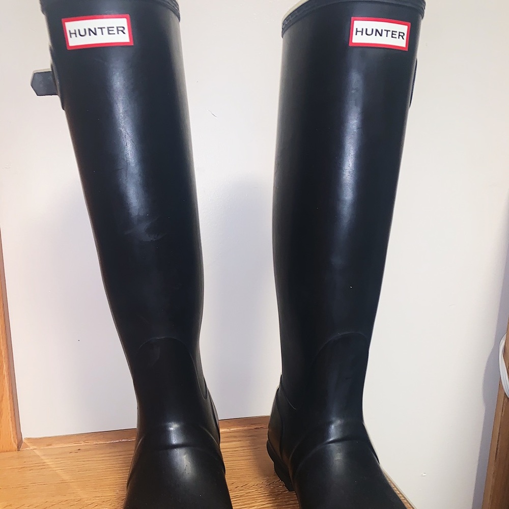 Matte Black Tall Hunter Boots